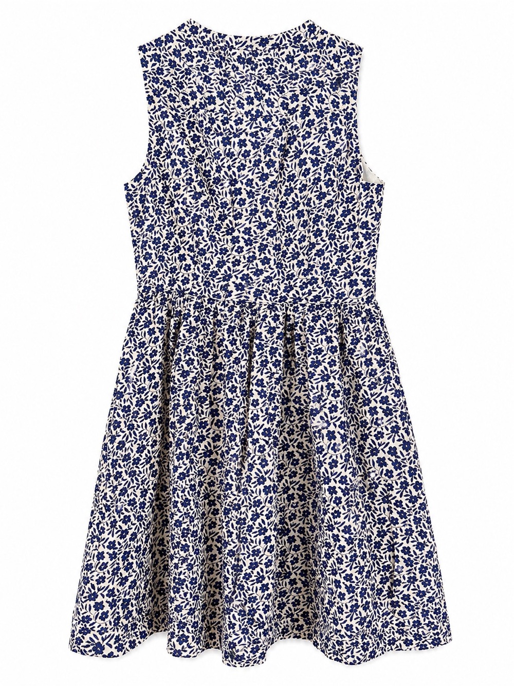 J.Crew Floral Sleeveless Fit Flare Dress Women Size 2 Blue White Linen Cotten - Picture 3 of 12
